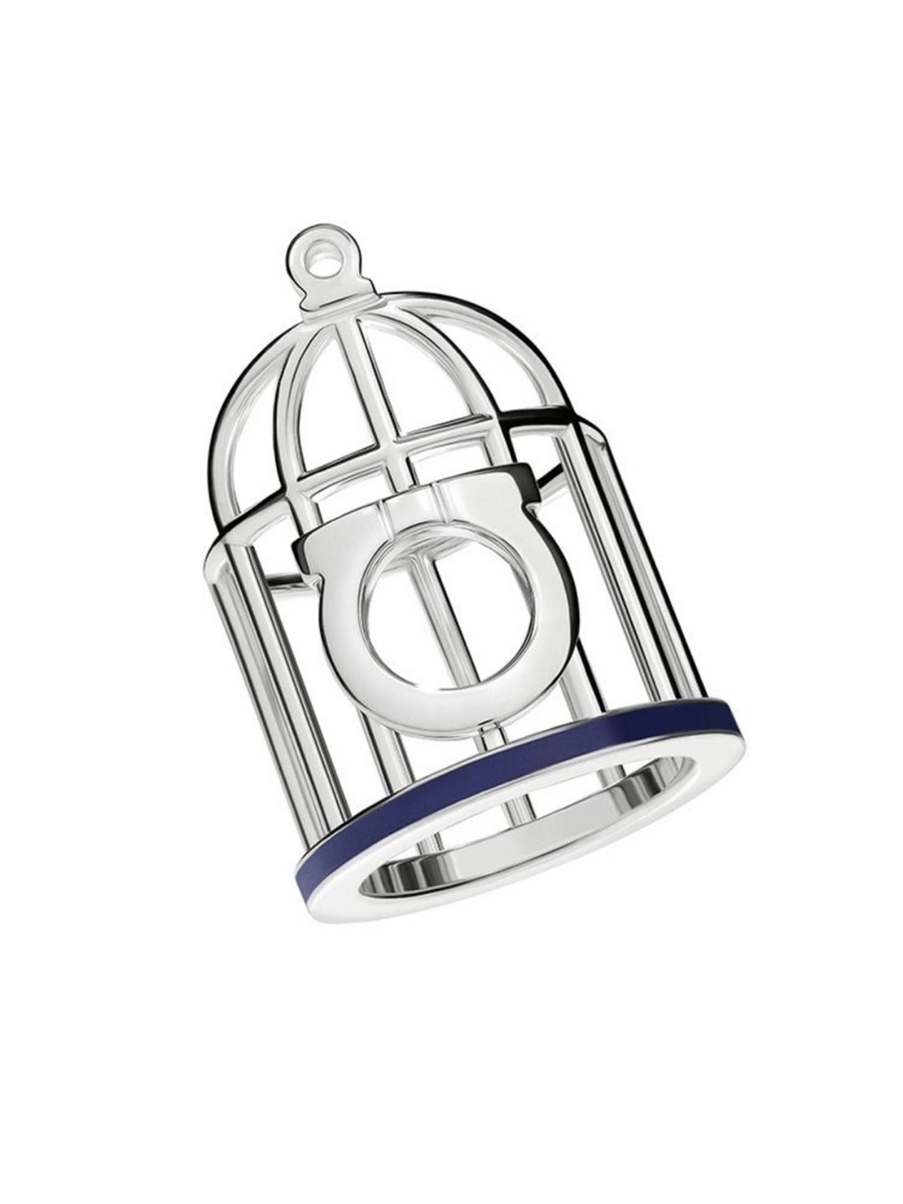 New Ferragamo cage sterling silver ring